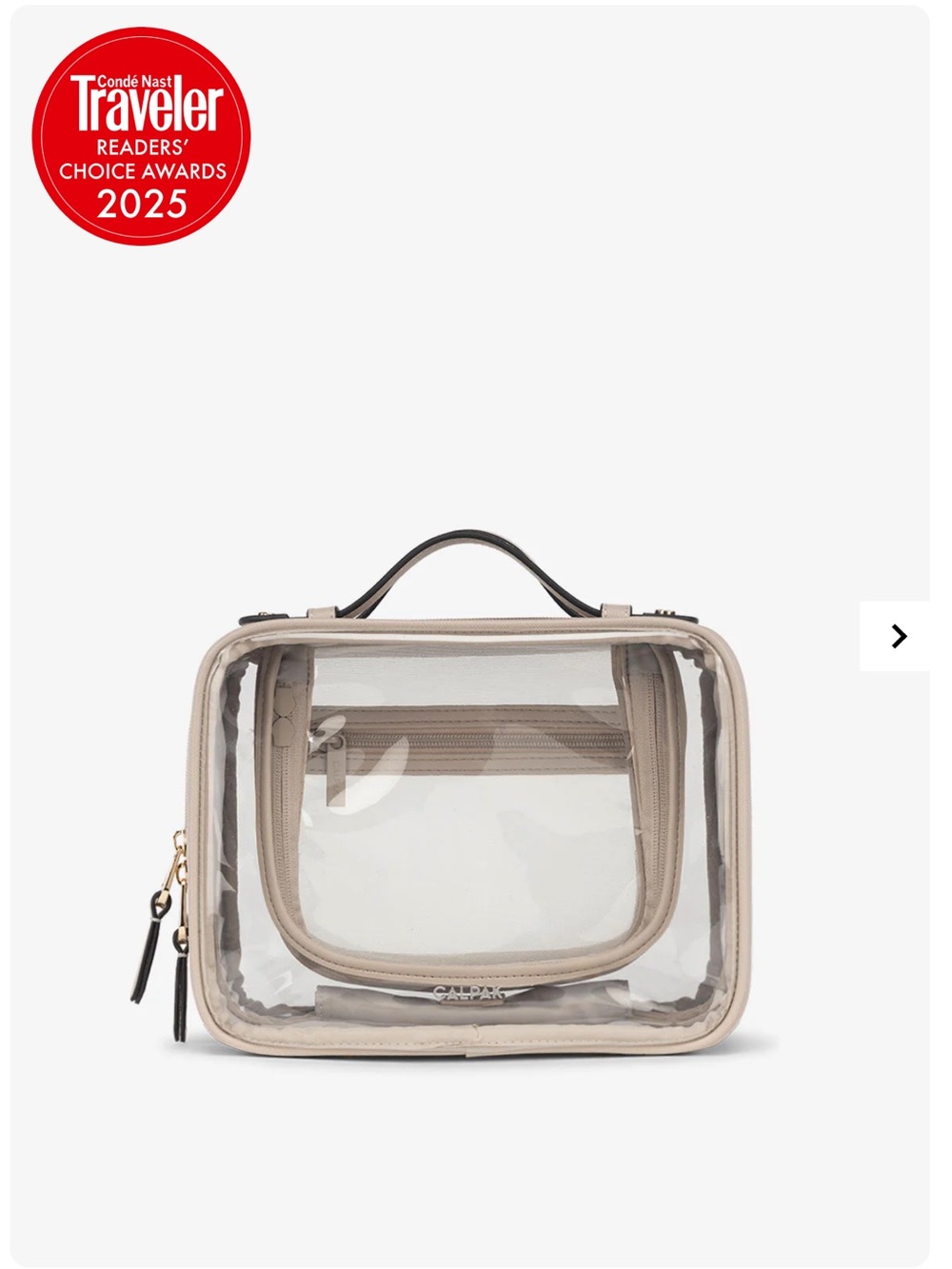 CALPAK Small + Large Clear Cosmetics Case in Stone BUNDLE - Picture 2 of 9